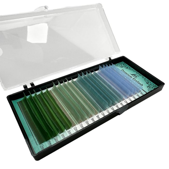 Вії LEX 4 COLOR (s-blue; o-blue; b-green; green) 20 lines 0.07 CC 7-8-9-10-11-12 mm