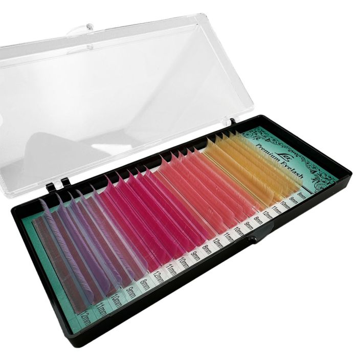 Вії LEX 4 COLOR (gold; pink; h-pink; l-violet) 20 lines 0.07 CC 7-8-9-10-11-12 mm