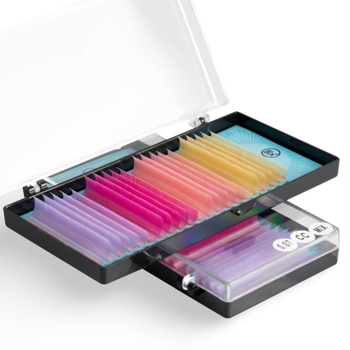 Вії LEX 4 COLOR (gold; pink; h-pink; l-violet) 20 lines 0.07 CC 7-8-9-10-11-12 mm